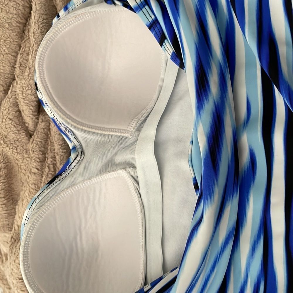 Croft & Barrow Striped Tankini Swimsuit Top Size 10 Blue - Picture 7 of 12